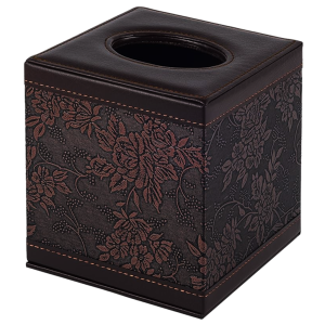 TESX Brownish Pattern Leather Tissue Box